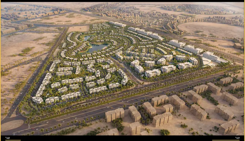 Aerial render of Solana East by ORA Developments, New Cairo